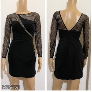 Vintage Cache beaded little black dress size small evening dress